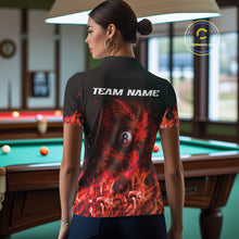 Load image into Gallery viewer, Personalized Red Flaming Dragon Billiard Shirt For Women, 8 Ball Pool Billiard League Team Jerseys TDM4245