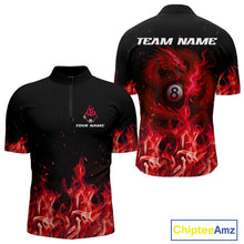 Load image into Gallery viewer, Personalized Red Flaming Dragon Billiard Shirt For Men, 8 Ball Pool Billiard League Team Jerseys TDM4245