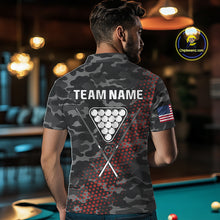 Load image into Gallery viewer, Personalized Red &amp; Grey Camo Billiard Shirt For Men, 8 Ball Billiard Jersey Team Polo &amp; 1/4 Zip TDM4431