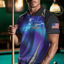 Load image into Gallery viewer, Personalized Blue Purple Galaxy Lightning Billiard Shirt For Men Custom Team League Pool Jersey TDM4261