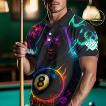 Load image into Gallery viewer, Colorful Neon Grim Reaper 8 Ball Pool Billiard Shirt For Men Custom Billiard Team Jersey TDM4668