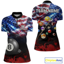 Load image into Gallery viewer, American Flag Patriotic Billiard Shirt For Women Custom 3D Billiard Balls 8 Ball Pool Team Jerseys TDM4263