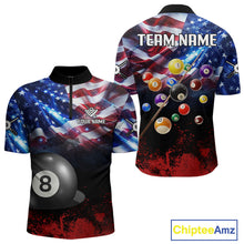 Load image into Gallery viewer, American Flag Patriotic Billiard Shirt For Men Custom 3D Billiard Balls 8 Ball Pool Team Jerseys TDM4263
