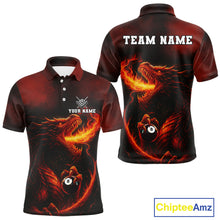 Load image into Gallery viewer, Personalized Flame Dragon 8 Ball Billiard Shirt For Men Custom Red Pool Team Jersey Polo, 1/4 Zip TDM4445