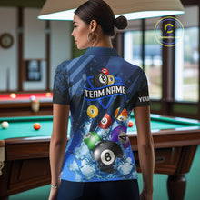 Load image into Gallery viewer, Blue Billiard Jerseys For Women Custom 3D Pool Balls Billiard Shirts Team Polo &amp; Quarter Zip TDM4087