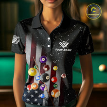 Load image into Gallery viewer, Personalized Patriotic Billiard Jerseys For Women Custom American Flag Grunge Billiard Team Shirt  TDM4454