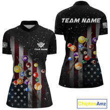 Load image into Gallery viewer, Personalized Patriotic Billiard Jerseys For Women Custom American Flag Grunge Billiard Team Shirt  TDM4454