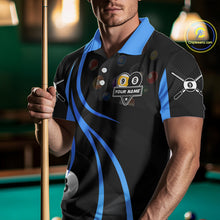 Load image into Gallery viewer, Personalized Billiard 8 Ball &amp; 9 Ball Pool Shirt For Men, Billiard Jersey Team Polo &amp; 1/4 Zip|Blue TDM4456