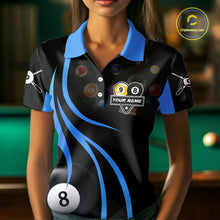 Load image into Gallery viewer, Personalized Billiard 8 Ball &amp; 9 Ball Pool Shirt For Women, Billiard Jersey Team Polo &amp; 1/4 Zip|Blue TDM4456