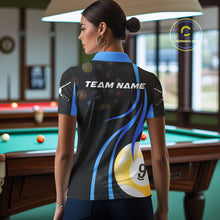 Load image into Gallery viewer, Personalized Billiard 8 Ball &amp; 9 Ball Pool Shirt For Women, Billiard Jersey Team Polo &amp; 1/4 Zip|Blue TDM4456
