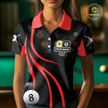 Load image into Gallery viewer, Personalized Billiard 8 Ball &amp; 9 Ball Pool Shirt For Women, Billiard Jersey Team Polo &amp; 1/4 Zip|Red TDM4457