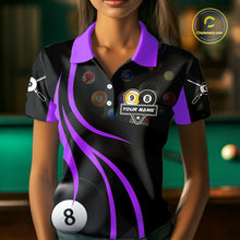 Load image into Gallery viewer, Customized Billiard 8 Ball &amp; 9 Ball Pool Shirt For Women, Billiard Team Jersey Polo &amp; 1/4 Zip|Purple TDM4458