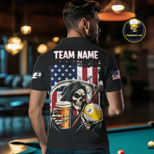 Load image into Gallery viewer, Custom Blue Flaming Grim Reaper 8 Ball Pool Billiard Shirt For Men, Funny Skull Pool Team Jersey TDM4280