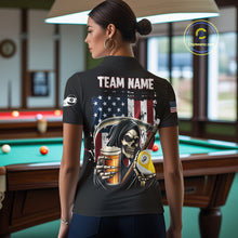 Load image into Gallery viewer, Funny Beer Grim Reaper 9 Ball Pool Billiard Shirt For Women Custom US Flag Billiard Team Jerseys TDM4279