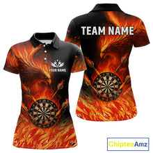 Load image into Gallery viewer, Orange Flaming Phoenix Darts Jerseys Custom Darts Shirt For Women, Darts Team Polo &amp; Quarter Zip TDM4290