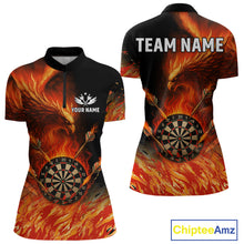 Load image into Gallery viewer, Orange Flaming Phoenix Darts Jerseys Custom Darts Shirt For Women, Darts Team Polo &amp; Quarter Zip TDM4290