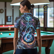Load image into Gallery viewer, Personalized Blue Purple Thunder Lightning Dragon Billiard Shirt For Women, 8 Ball Pool Team Jersey TDM4483