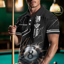 Load image into Gallery viewer, Personalized Thunder Lighting 8 Ball Shirt For Men, White Black Billiard Team Shirts, Pool Jerseys TDM4110