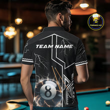 Load image into Gallery viewer, Personalized Thunder Lighting 8 Ball Shirt For Men, White Black Billiard Team Shirts, Pool Jerseys TDM4110