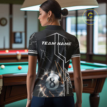 Load image into Gallery viewer, Personalized Thunder Lighting 8 Ball Shirt For Women, White Black Billiard Team Shirts, Pool Jerseys TDM4110