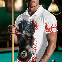 Load image into Gallery viewer, Personalized Wolf Flaming 8 Ball Billiard Shirts For Men Custom Billiard Pool Team Jersey |Red TDM4111