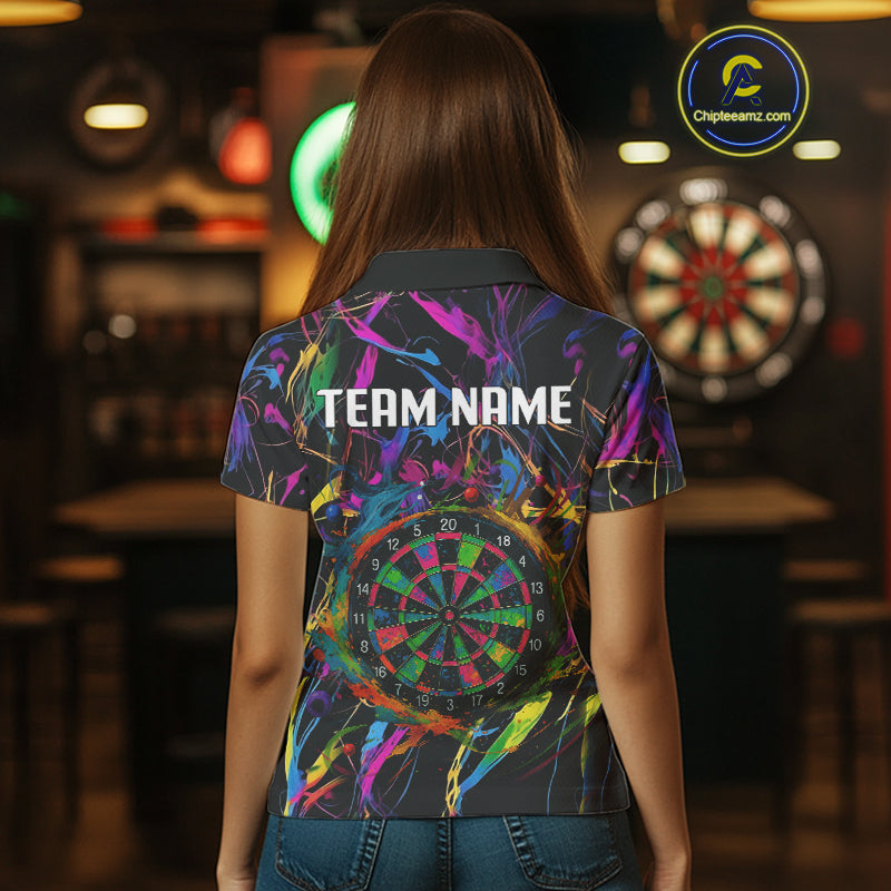Funny Colorful Dartboard Graffiti Style Dart Shirts For Women Custom Darts Team Jerseys, Darts Gifts TDM4113
