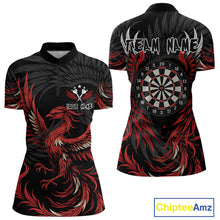 Load image into Gallery viewer, Personalized Phoenix Dartboard Wings Women&#39;s Dart Shirts Custom Red And Black Darts Team Jerseys TDM4118