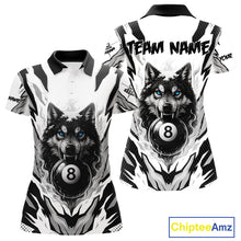 Load image into Gallery viewer, White Black 8 Ball Pool Wolf Billiard Shirts For Women Custom Billiard Jerseys Team Polo &amp; 1/4 Zip TDM4122