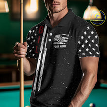 Load image into Gallery viewer, Grunge USA Flag Billiard Jerseys For Men Custom Patriotic Billiard Polo &amp; Quarter Zip Team Shirt TDM4130