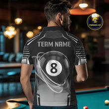 Load image into Gallery viewer, Black And Grey 8 Ball Pool Lights Billiard Polo &amp; 1/4 Zip For Men Custom 3D Billiard Team Jerseys TDM4132