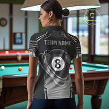 Load image into Gallery viewer, Black And Grey 8 Ball Pool Lights Billiard Polo &amp; 1/4 Zip For Women Custom 3D Billiard Team Jerseys TDM4132