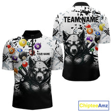 Load image into Gallery viewer, Personalized Grunge White Black Funny Wolf Billiard Shirt For Men Custom Pool Balls Team Jersey TDM4495