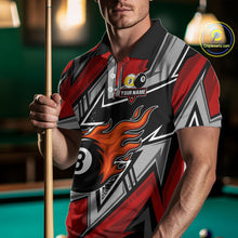 Load image into Gallery viewer, Personalized Men&#39;s Billiard Shirts, Flame 8&amp;9 Ball Custom Red Zig-Zag Billiard Team Jerseys TDM4137