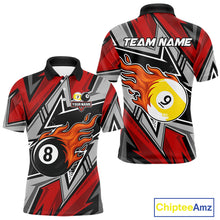 Load image into Gallery viewer, Personalized Men&#39;s Billiard Shirts, Flame 8&amp;9 Ball Custom Red Zig-Zag Billiard Team Jerseys TDM4137