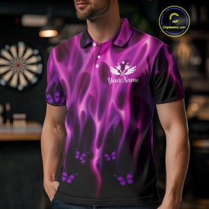 Personalized Pink Flaming Butterflies Darts Shirt For Men Custom Darts Jersey, Funny Darts Gift TDM4749