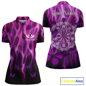 Personalized Pink Flaming Butterflies Darts Shirt For Women Custom Darts Jersey, Funny Darts Gift TDM4749