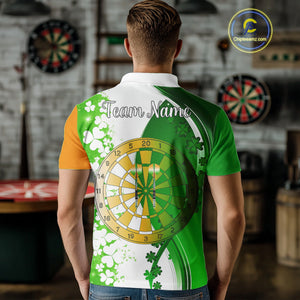 Green And Orange Glowing Shamrock Luckiest Dart Shirts For Men Custom St Patrick Day Darts Jersey TDM4750