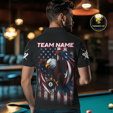 Load image into Gallery viewer, Grunge American Flag Eagle 8 Ball Billiard Polo &amp; 1/4 Zip Custom Men&#39;s Patriotic Pool Team Jersey TDM4515