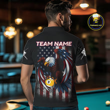 Load image into Gallery viewer, Grunge American Flag Eagle 9 Ball Billiard Polo &amp; 1/4 Zip Custom Men&#39;s Patriotic Pool Team Jersey TDM4516