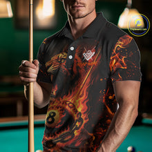 Load image into Gallery viewer, Personalized 8 Ball Chain Flame Tiger Billiard Shirt For Men Custom Pool Jerseys Polo &amp; 1/4 Zip TDM4395