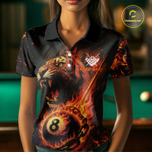 Load image into Gallery viewer, Personalized 8 Ball Chain Flame Tiger Billiard Shirt For Women Custom Pool Jerseys Polo &amp; 1/4 Zip TDM4395