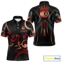 Load image into Gallery viewer, Black And Red 8 Ball Crown Tribal Billiard Shirt For Men Custom Pool Team Jersey Polo &amp; 1/4 Zip TDM4416
