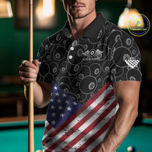 Load image into Gallery viewer, Personalized American Flag 8 Ball Wings Billiard Shirt For Men, Patriotic Pool Team Jerseys TDM4435