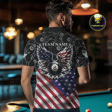 Load image into Gallery viewer, Personalized American Flag 8 Ball Wings Billiard Shirt For Men, Patriotic Pool Team Jerseys TDM4435
