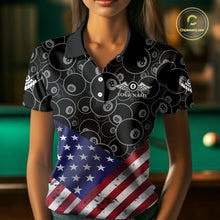 Load image into Gallery viewer, Personalized American Flag 8 Ball Wings Billiard Shirt For Women, Patriotic Pool Team Jerseys TDM4435