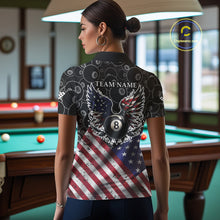 Load image into Gallery viewer, Personalized American Flag 8 Ball Wings Billiard Shirt For Women, Patriotic Pool Team Jerseys TDM4435