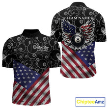 Load image into Gallery viewer, Personalized American Flag 8 Ball Wings Billiard Shirt For Men, Patriotic Pool Team Jerseys TDM4435