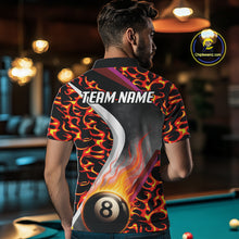 Load image into Gallery viewer, Personalized Flame Orange 8 Ball Pool Billiard Shirt For Men Custom Billiard Team Jerseys TDM4470