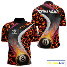 Load image into Gallery viewer, Personalized Flame Orange 8 Ball Pool Billiard Shirt For Men Custom Billiard Team Jerseys TDM4470