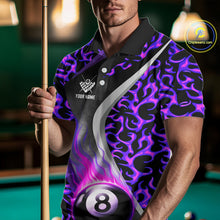 Load image into Gallery viewer, Personalized Flame Purple 8 Ball Pool Billiard Shirt For Men Custom Billiard Team Jerseys TDM4472